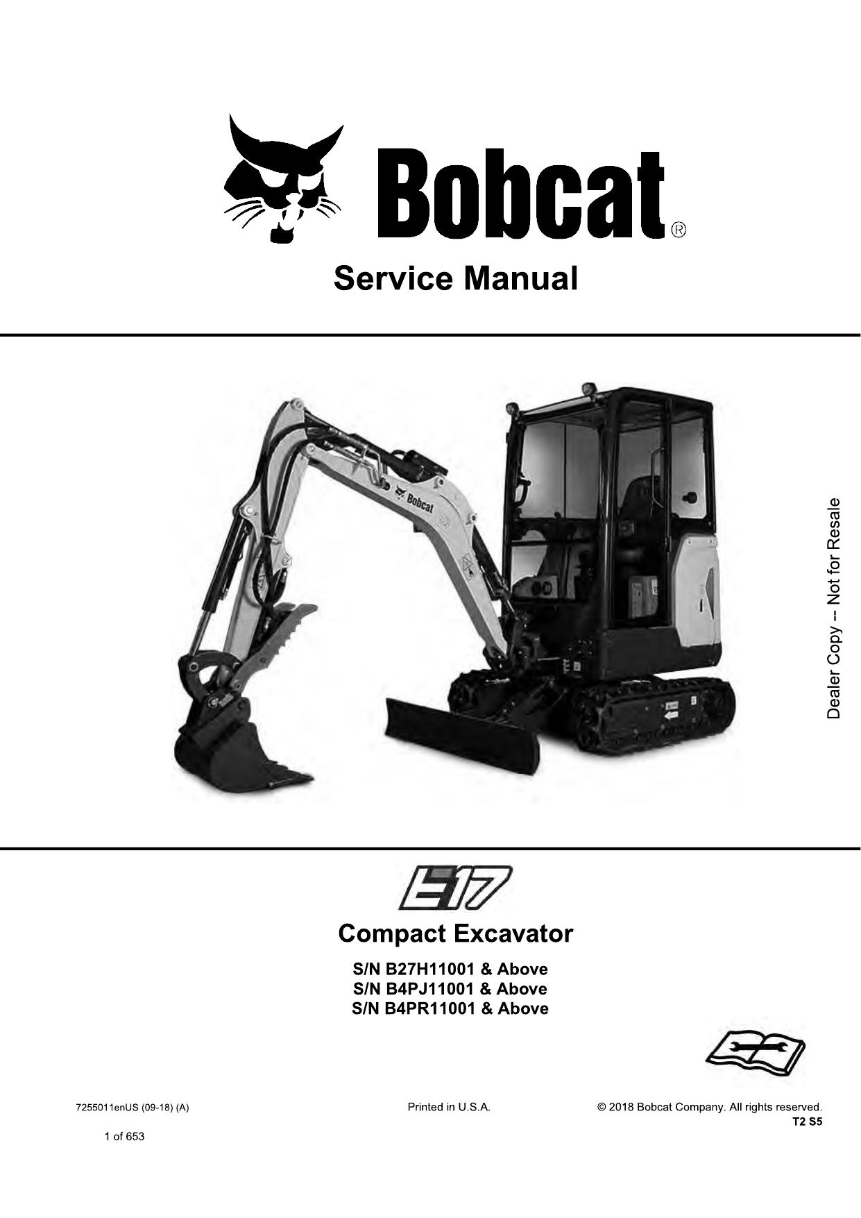 E17 Compact Excavator Service Manual Bobcat